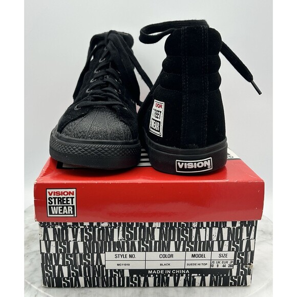 NIB Vision Street Wear Men's US 10 Suede Hi Top Retro BLACK BIG PATCH! 1986-1988 - Picture 2 of 13